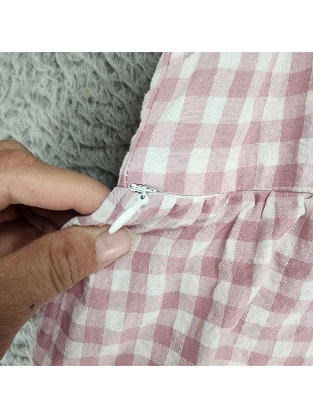 Shein Dress Womens 12 Pink Gingham Cap Sleeve Cottagecore Prairiecore Ruffle